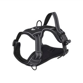 Pet Harness Reflective Commuter Chest Back Explosion-proof Hand Holding Rope Dog Leash (Option: Black-S)