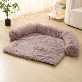 Pet Dog Plush Winter Warm Sofa Cushion (Option: Round Detachable Beige Brown-XL)